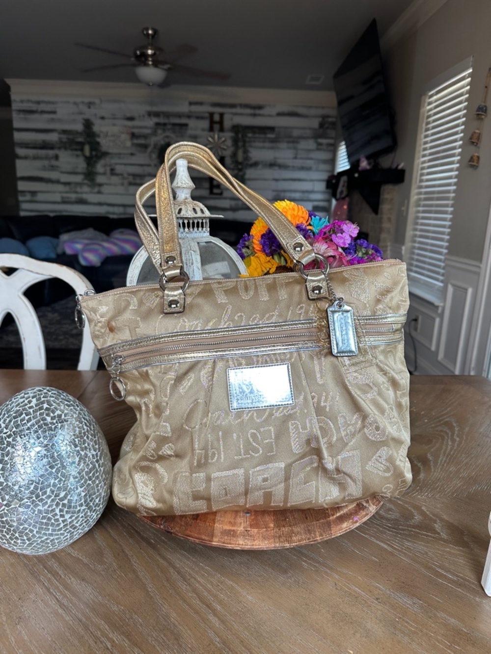 Coach Poppy Metallic Gold Tote